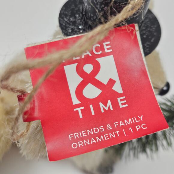 VTG Natural Fiber Puppy Dog with Top Hat Christmas Tree Place and Time Ornament - Picture 5 of 5